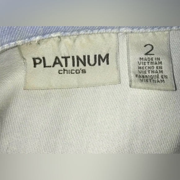 Chico's Platinum Light Baby Blue Stud Rhinestone Denim Jacket - Picture 10 of 11